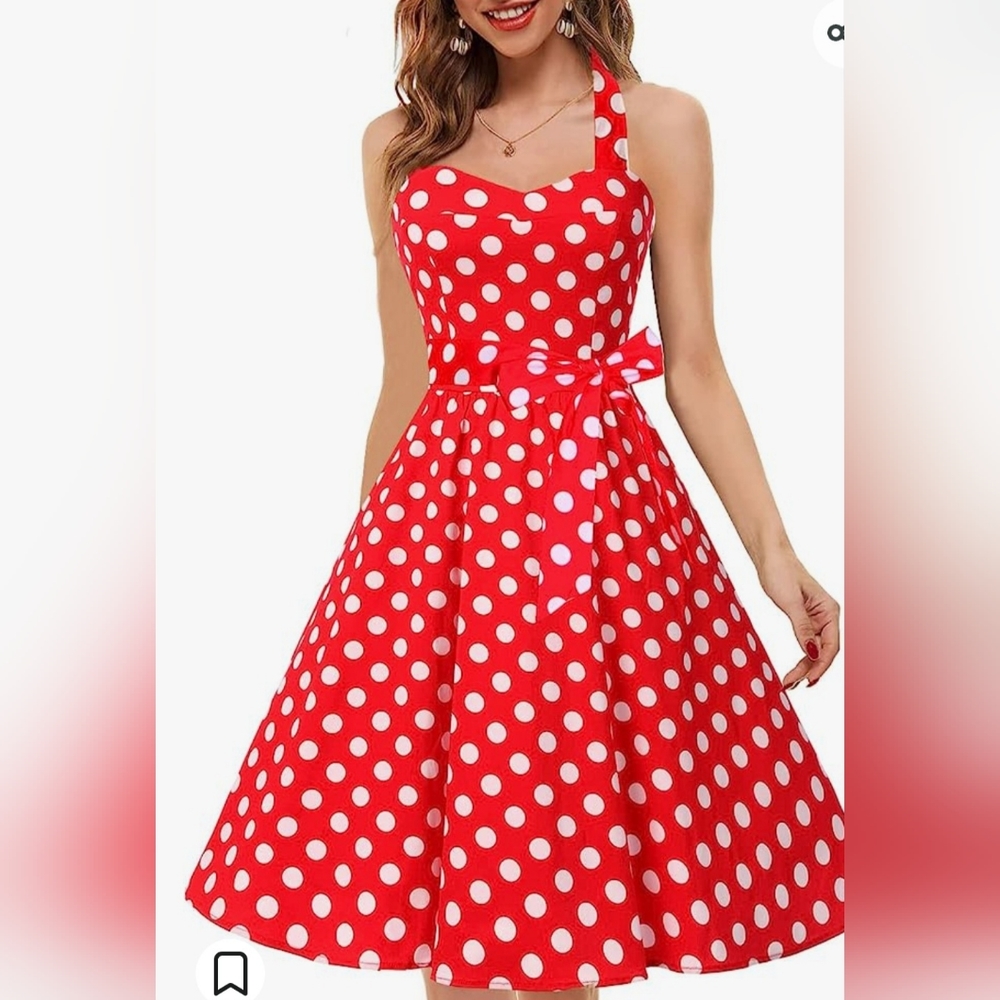 Polka Dot Dress Red Size M
